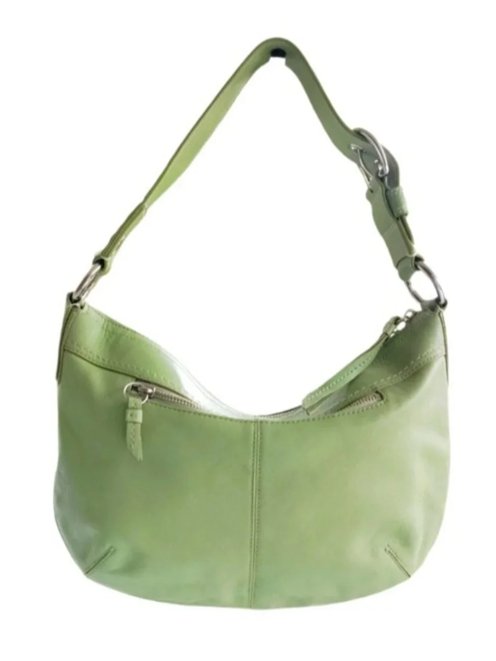 Vintage Y2K Coach Soho Pleated Leather Shoulder Bag Lime Green F13731 Hobo Purse - Picture 4 of 16